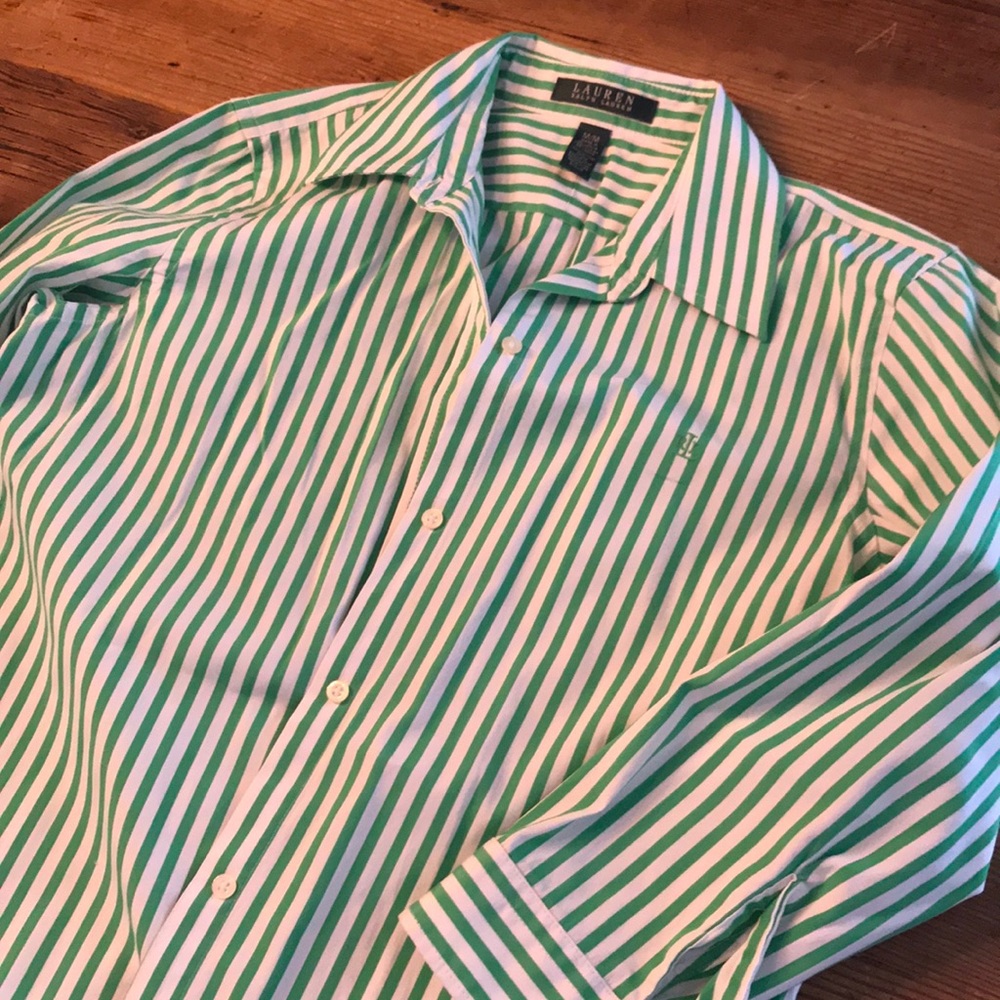 Green and White striped Ralph Lauren blouse